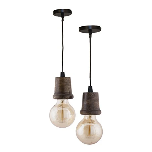 Homesake® Edison Filament Wooden Walnut Taper Bulb Holder, Urban, Retro, Nordic Style, with Fixture, Set of 2 - Image 3
