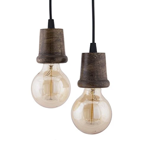 Homesake® Edison Filament Wooden Walnut Taper Bulb Holder, Urban, Retro, Nordic Style, with Fixture, Set of 2 - Image 5