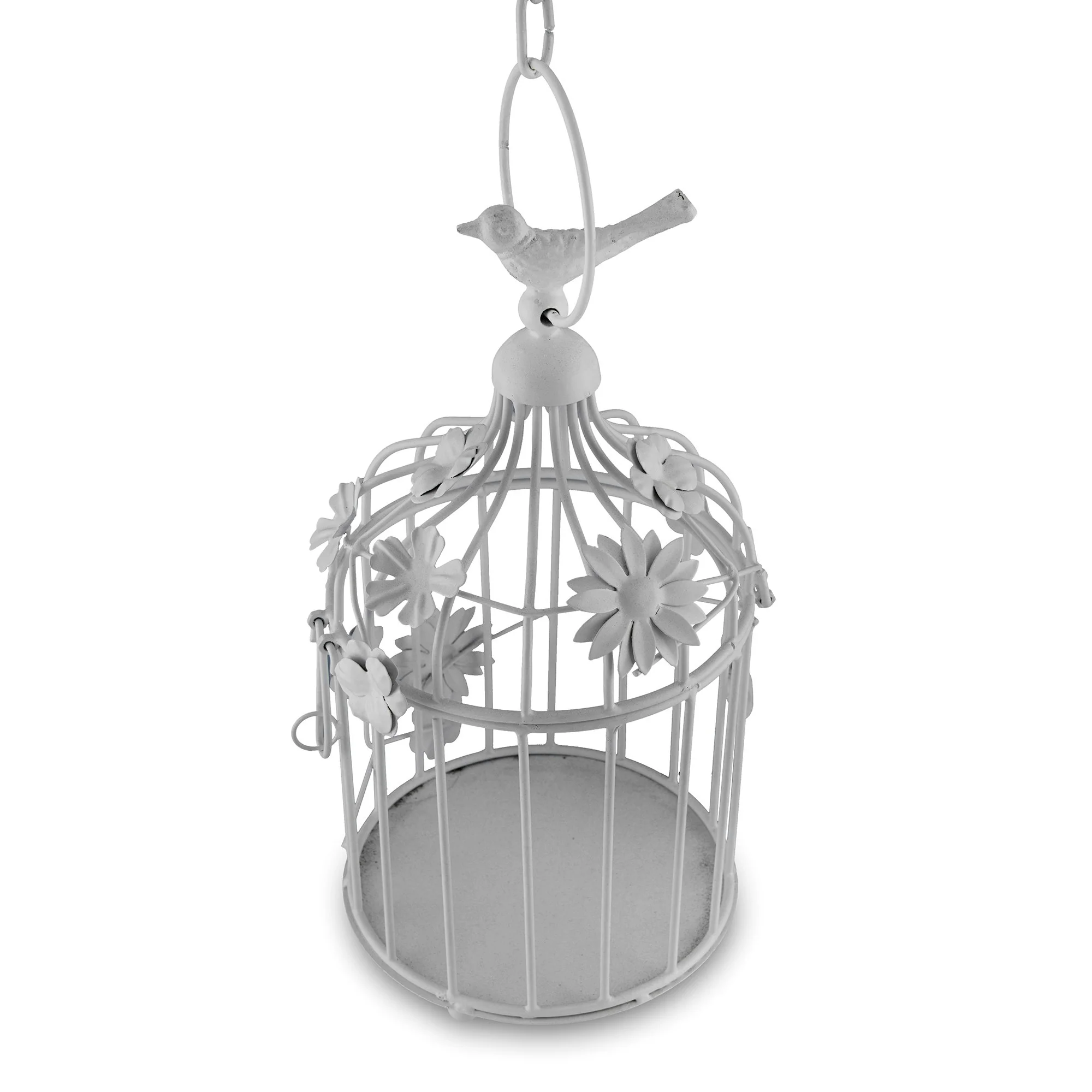 Homesake White Bird Cage with Floral Vine Small Single, with Hanging Chain - Image 4