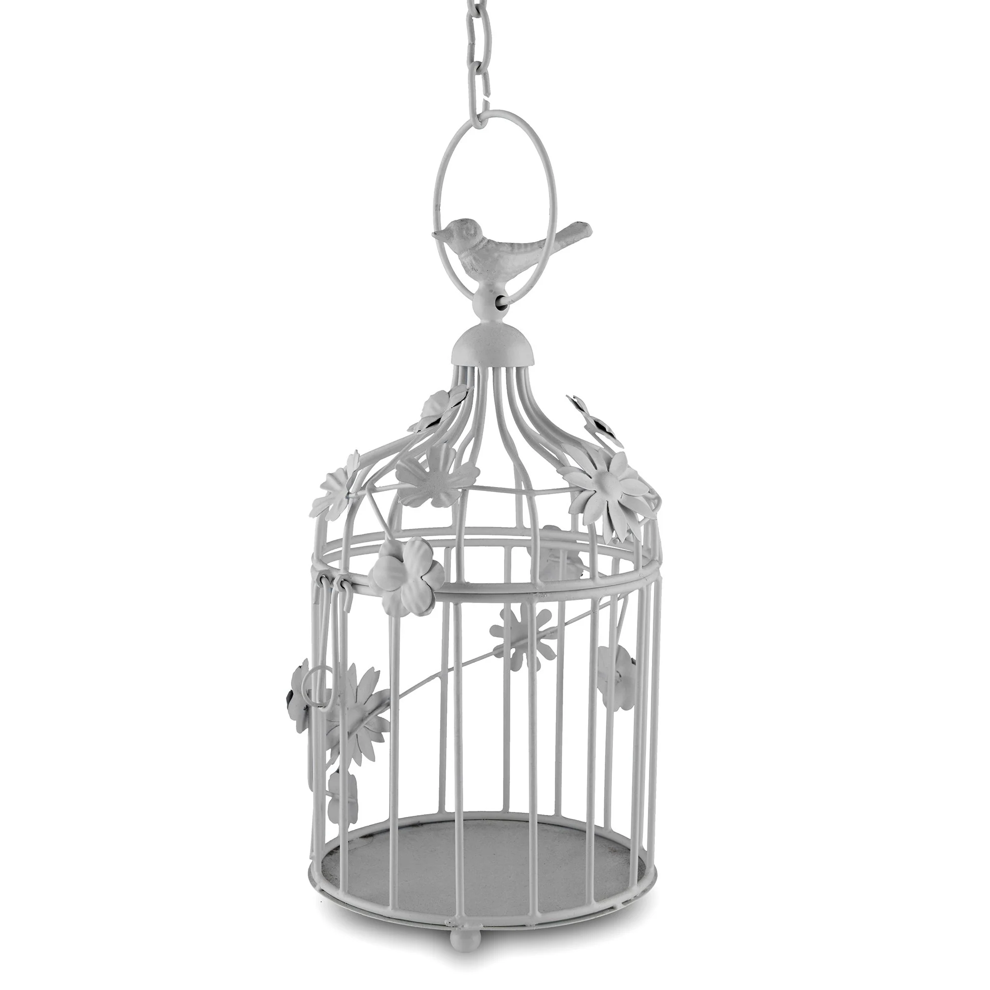 Homesake White Bird Cage with Floral Vine Small Single, with Hanging Chain - Image 5