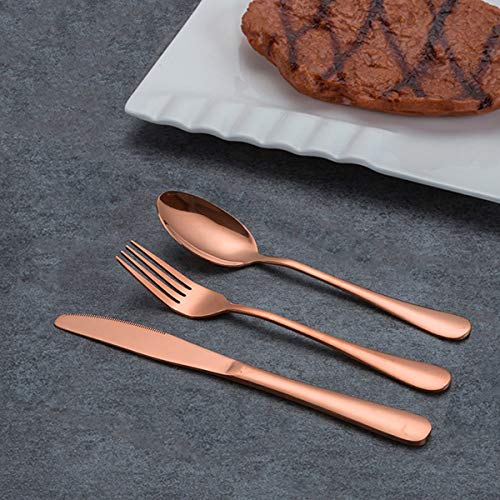 HOMMALY Portable Stainless Steel Silverware Travel Flatware Tableware Set with Case, Include Knife/Fork/Spoon/Straw (Rose Gold) - Image 4