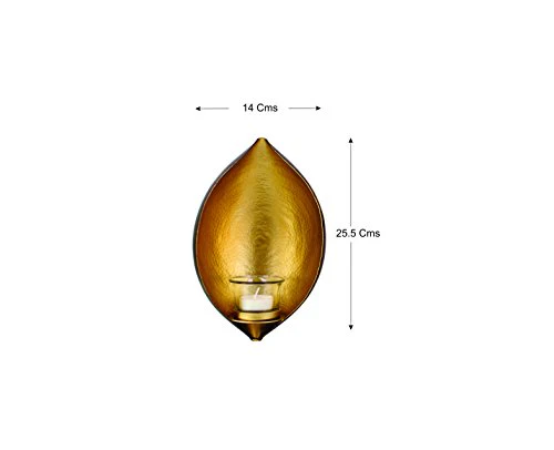 Hosley Decorative Eye Shaped Iron Wall Sconce with Tealight Set Of 3 (14 cm x 9.5 cm x 25.5 cm, Gold) - Image 2