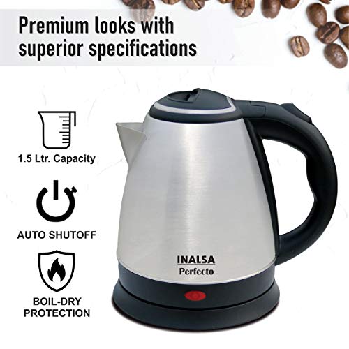 Inalsa Perfecto 1.5-Litre Electric Kettle (Silver/Black) - Image 5