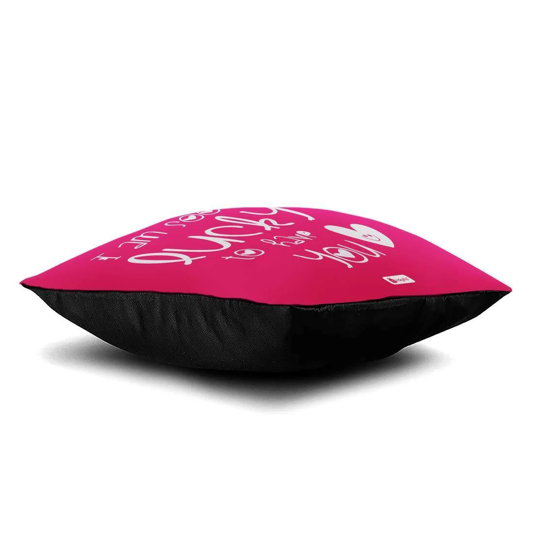 Indigifts Brother Sister Red Lucky to Have You Printed Poly Satin Cushion, 12x12-inches, Pink - Image 4