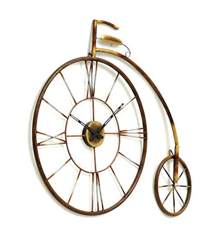 Jota Rajasthani Handicraft Iron Cycle Wall Clock Designer Cycle Wall Clock | Wall Mounted Hanging Bicycle Showpiece Gift Clocks | (38 x 1 x 30 Inches) (Gold, Bronze); 564 - Image 5
