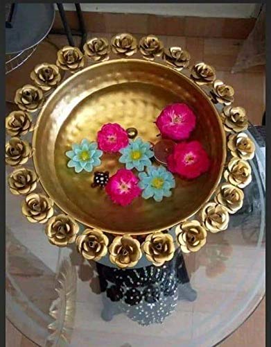JR Handicrafts World Round Flower Border Designer URLI (Set of 1) Decorative Beautiful Handcrafted Bowl for Floating Flowers and Tea Light Candles Home,Office and Table Decor Special for Diwali Gift - Image 5
