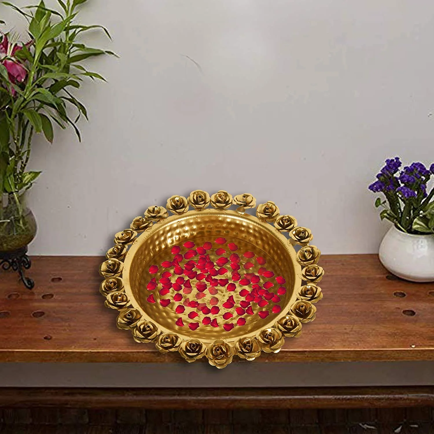 JR Handicrafts World Round Flower Border Designer URLI (Set of 1) Decorative Beautiful Handcrafted Bowl for Floating Flowers and Tea Light Candles Home,Office and Table Decor Special for Diwali Gift - Image 6