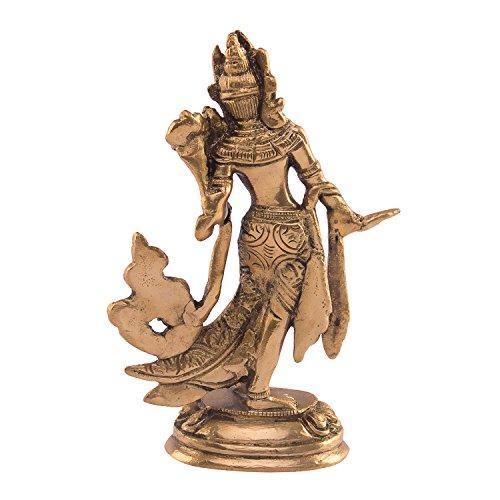 Kartique Brass Goddess Tara Standing on Beautiful Pedestal - Image 4