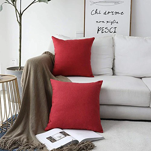 Khooti Jute Cushion Cover, 14x14 (Red)(Pack of 3) - Image 2