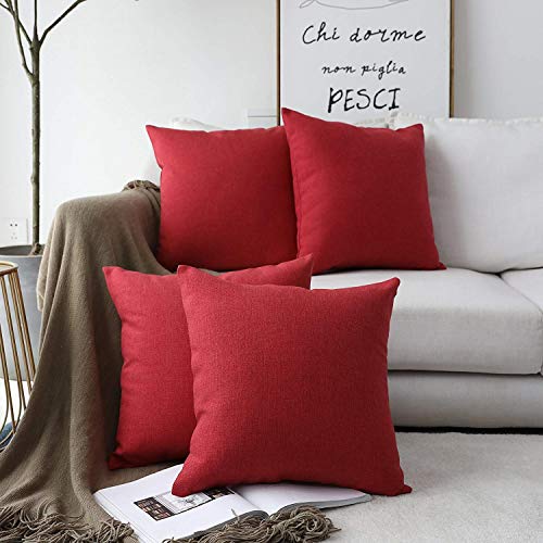Khooti Jute Cushion Cover, 14x14 (Red)(Pack of 3) - Image 4