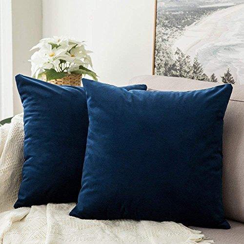Khooti Velvet Cushion Cover, 28x28 (Blue)(Pack of 5)
