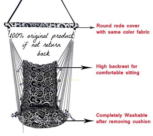Kkriya Home Decor ®Jumbo Swing with chain jhula, Swing Chair for Indoor, Outdoor Balcony, Home, Bedroom. Weight Carrying Capacity 150Black Made in India.(pre assembled) - Image 5