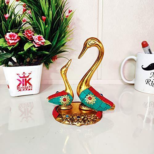 KridayKraft Love Birds swan Set Pair of Kissing Duck Metal Statue,Romantic Gift to Boy friend, Girl friend, Animal lover, Decoration idol for Office,Showcase,Table, Animal Showpiece Figurines Gift Article...