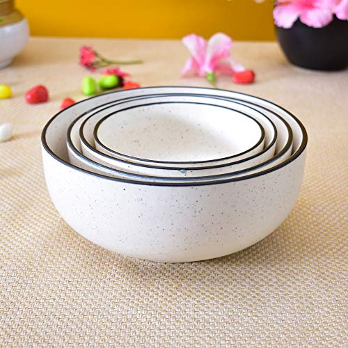 KunhaR Ceramic Mixing Bowls | Serving Bowl Set | Ceramic Cereal | Soup Bowl | Salad Bowls - White Matt