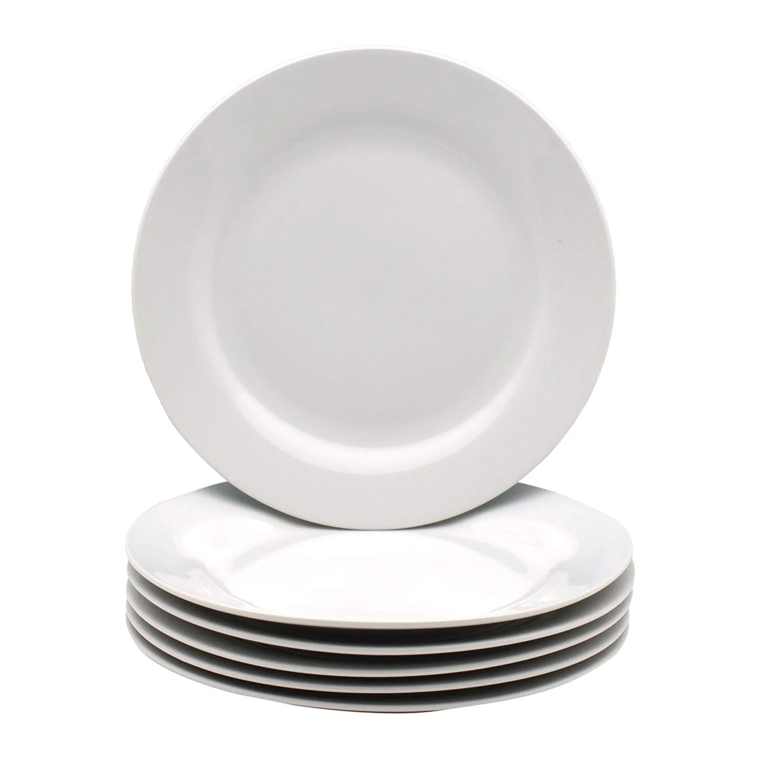 Kurtzy Round Ceramic Dish Plate Microwave Safe for Serving Eating Dessert Dinner Tableware Set of 6