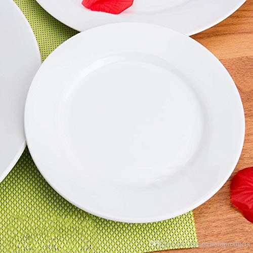 Kurtzy Round Ceramic Dish Plate Microwave Safe for Serving Eating Dessert Dinner Tableware Set of 6 - Image 3