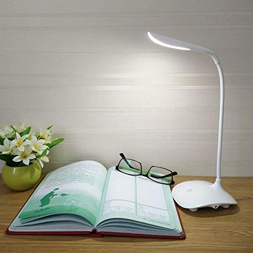KWT Rechargeable LED Touch On/Off Switch Desk Lamp Children Eye Protection Student Study Reading Dimmer Rechargeable Led Table Lamps USB Charging Touch Dimmer, Desk Lights for Study (White)