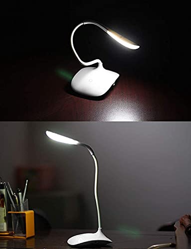 KWT Rechargeable LED Touch On/Off Switch Desk Lamp Children Eye Protection Student Study Reading Dimmer Rechargeable Led Table Lamps USB Charging Touch Dimmer, Desk Lights for Study (White) - Image 4