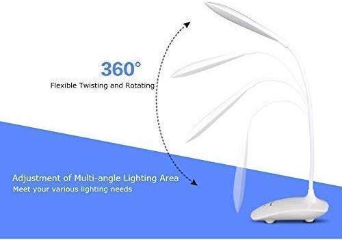 KWT Rechargeable LED Touch On/Off Switch Desk Lamp Children Eye Protection Student Study Reading Dimmer Rechargeable Led Table Lamps USB Charging Touch Dimmer, Desk Lights for Study (White) - Image 5