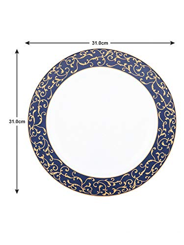 LaOpala Anassa Blue Sovrana Collection Opalware Dinner Set, 33 Pieces, White - Image 4
