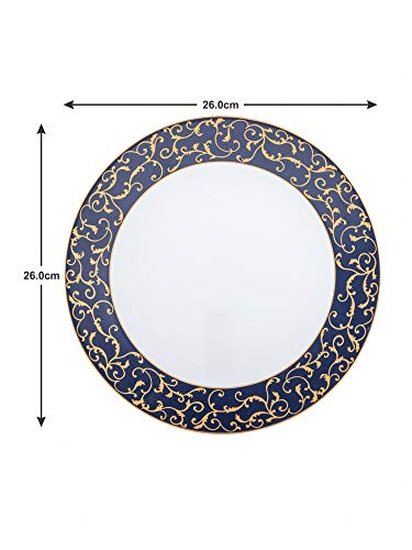 LaOpala Anassa Blue Sovrana Collection Opalware Dinner Set, 33 Pieces, White - Image 7