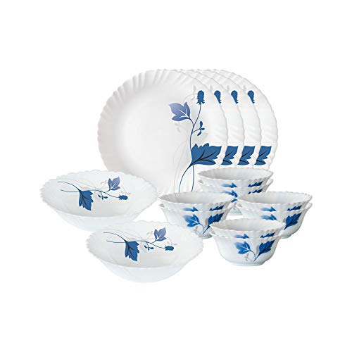 Larah By Borosil Ageria Opalware Dinner Set, 14-Pieces, White