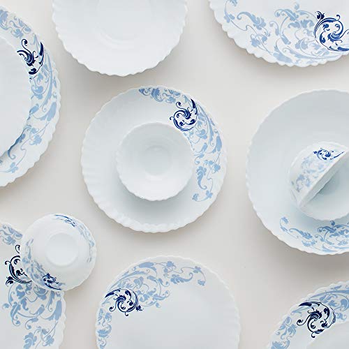 Larah by Borosil Blue Eve Silk Series Opalware Dinner Set, 19 Pieces, Blue Eve Silk - Image 10