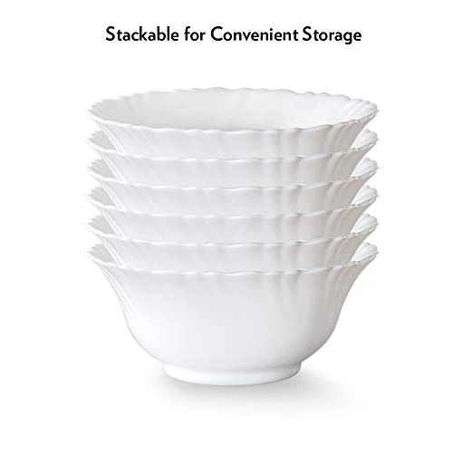 Larah by BOROSIL - HTTCECOM6VB01LOGFL 4.5 inch Veg Bowl - Set of 6 - White - Image 4