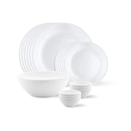 Larah By Borosil Orbit Series Opalware Dinner Set, 19 Pcs, White - Image 7