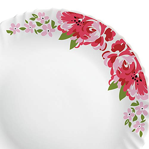 Larah by Borosil Rose Red Silk Series Opalware Dinner Set, 35 Pieces, White - Image 13