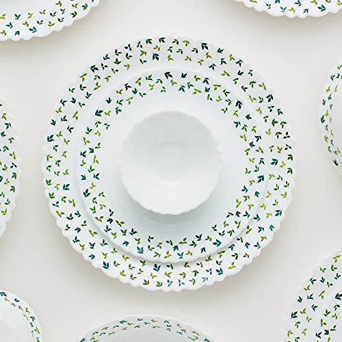 Larah by Borosil Sage Silk Series Opalware Dinner Set, 19 Pieces, White - Image 8