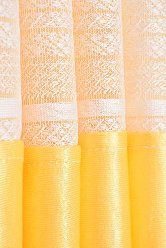 LaVichitra 5 ft Polyester Window Curtain with Floral Net (Yellow) -2 Piece - Image 3