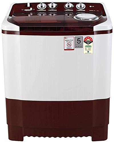 LG 8 Kg 5 Star Semi-Automatic Top Loading Washing Machine (P8035SRMZ, Burgundy, Collar Scrubber)