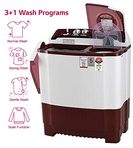 LG 8 Kg 5 Star Semi-Automatic Top Loading Washing Machine (P8035SRMZ, Burgundy, Collar Scrubber) - Image 11