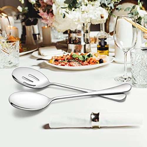 LIANYU Large Serving Spoon x 3, Slotted Serving Spoon x 3, 9.8 Inch Stainless Steel Buffet Restaurant Dinner Serving Spoons Set, Catering Serving Utensils for Party Banquet, Dishwasher Safe - Image 3