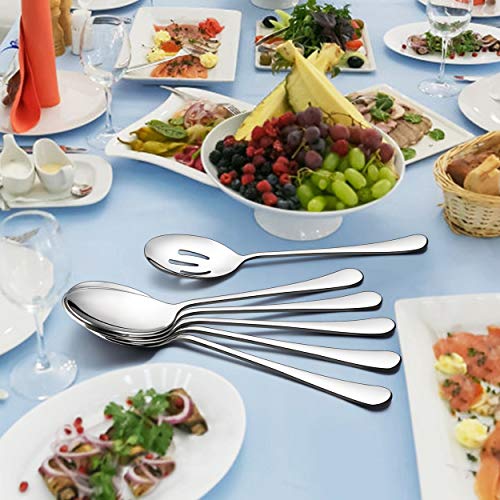 LIANYU Large Serving Spoon x 3, Slotted Serving Spoon x 3, 9.8 Inch Stainless Steel Buffet Restaurant Dinner Serving Spoons Set, Catering Serving Utensils for Party Banquet, Dishwasher Safe - Image 5