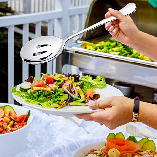 LIANYU Large Serving Spoon x 3, Slotted Serving Spoon x 3, 9.8 Inch Stainless Steel Buffet Restaurant Dinner Serving Spoons Set, Catering Serving Utensils for Party Banquet, Dishwasher Safe - Image 6