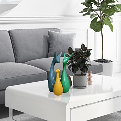 LIFEHAXTORE® Home Decor Lucky Deer Family Piano Gloss Finish Ceramic Figures - (Set of 3, Yellow, Blue, Green) - Image 6