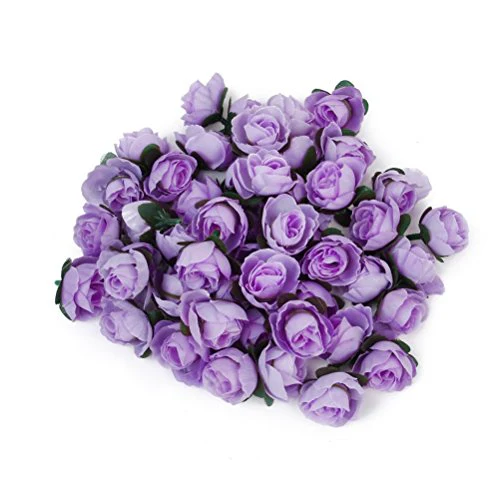 Light Purple : Tinksky 50pcs 3cm Artificial Roses Flower Heads Wedding Decoration (Light Purple) - Image 3