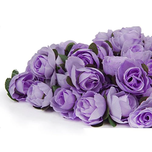 Light Purple : Tinksky 50pcs 3cm Artificial Roses Flower Heads Wedding Decoration (Light Purple) - Image 9