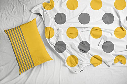 Loreto – A Quality Linen Brand 144 TC 100% Cotton Double Bedsheet with 2 Pillow Covers - Polka, Yellow & Grey - Image 5
