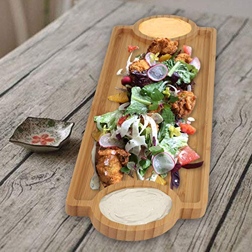 LWVAX Bamboo Tray for Serving (Wooden, 39x14 cm)