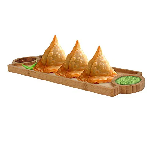 LWVAX Bamboo Tray for Serving (Wooden, 39x14 cm) - Image 2