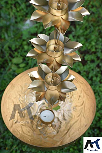Maverics Brass Hanging Bowl with Flower Latkan (Golden) - Image 3