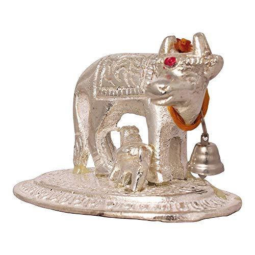 Metal Kamdhenu Cow and Calf Pooja Mandir Idol - Image 3