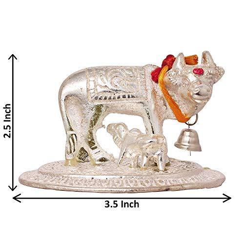 Metal Kamdhenu Cow and Calf Pooja Mandir Idol - Image 4