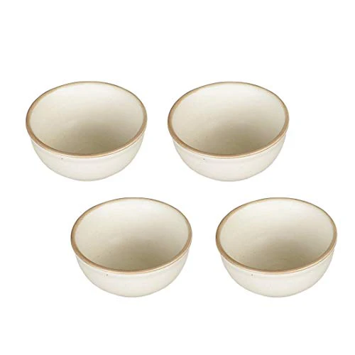 Miah Decor Ceramic MD-77-A Handcrafted Matte Finish Snacks Bowl, Standard, Cream, 4 Piece - Image 3