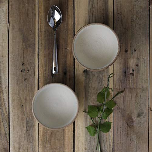 Miah Decor Ceramic MD-77-A Handcrafted Matte Finish Snacks Bowl, Standard, Cream, 4 Piece - Image 4