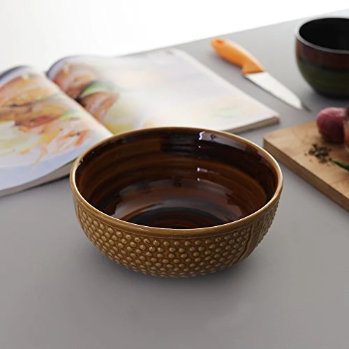 Miah Decor MDCF-26 Ergonomic Crafted Serving Bowls : Subtle Brown Color