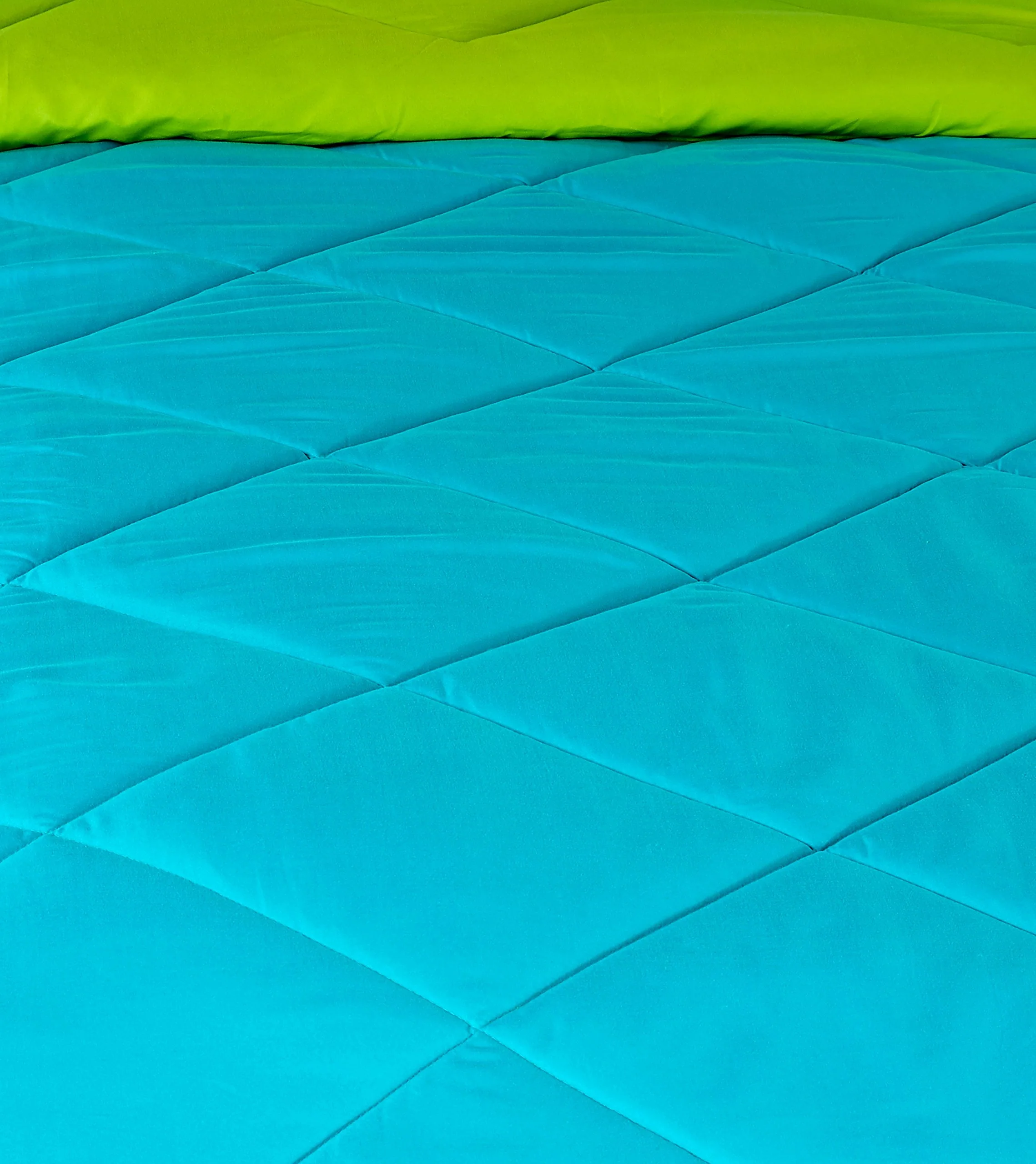 Microfibre Reversible Single Comforter: Aqua Blue & Olive Green - Image 5